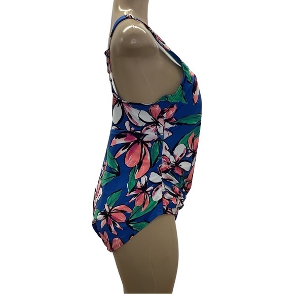Essentials by Catalina Bright Floral Print One Piece Swimsuit New With Tags - Picture 2 of 6